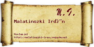 Malatinszki Irén névjegykártya